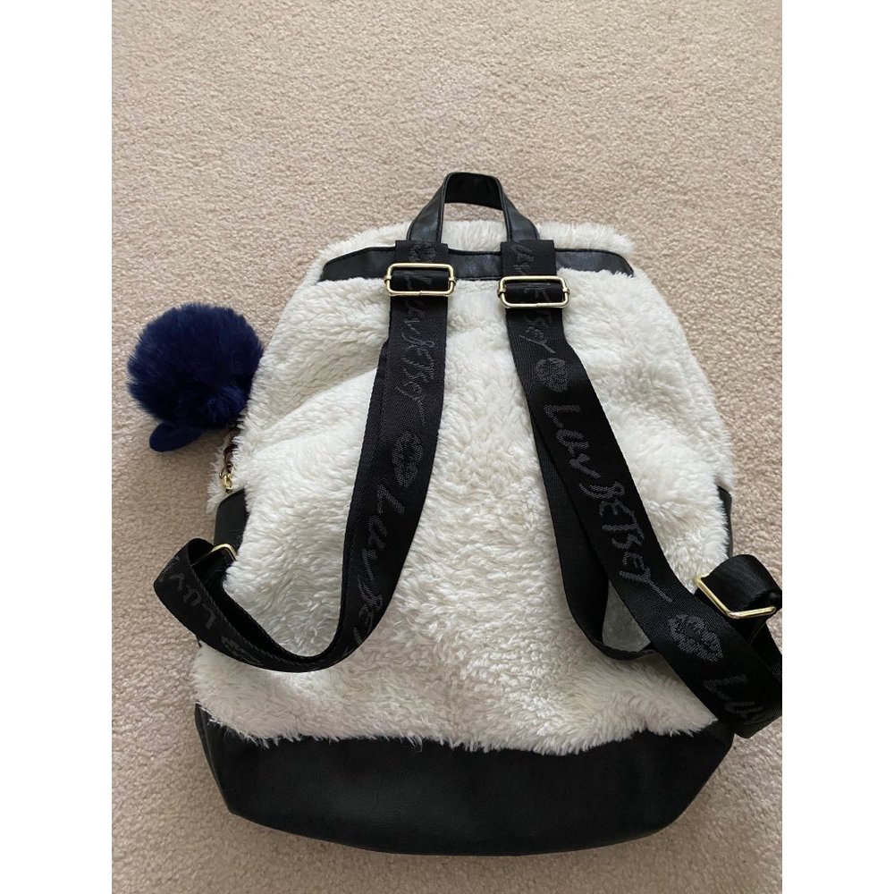 Betsey Johnson Sherpa Hooded Backpack Rare - Picture 6 of 6